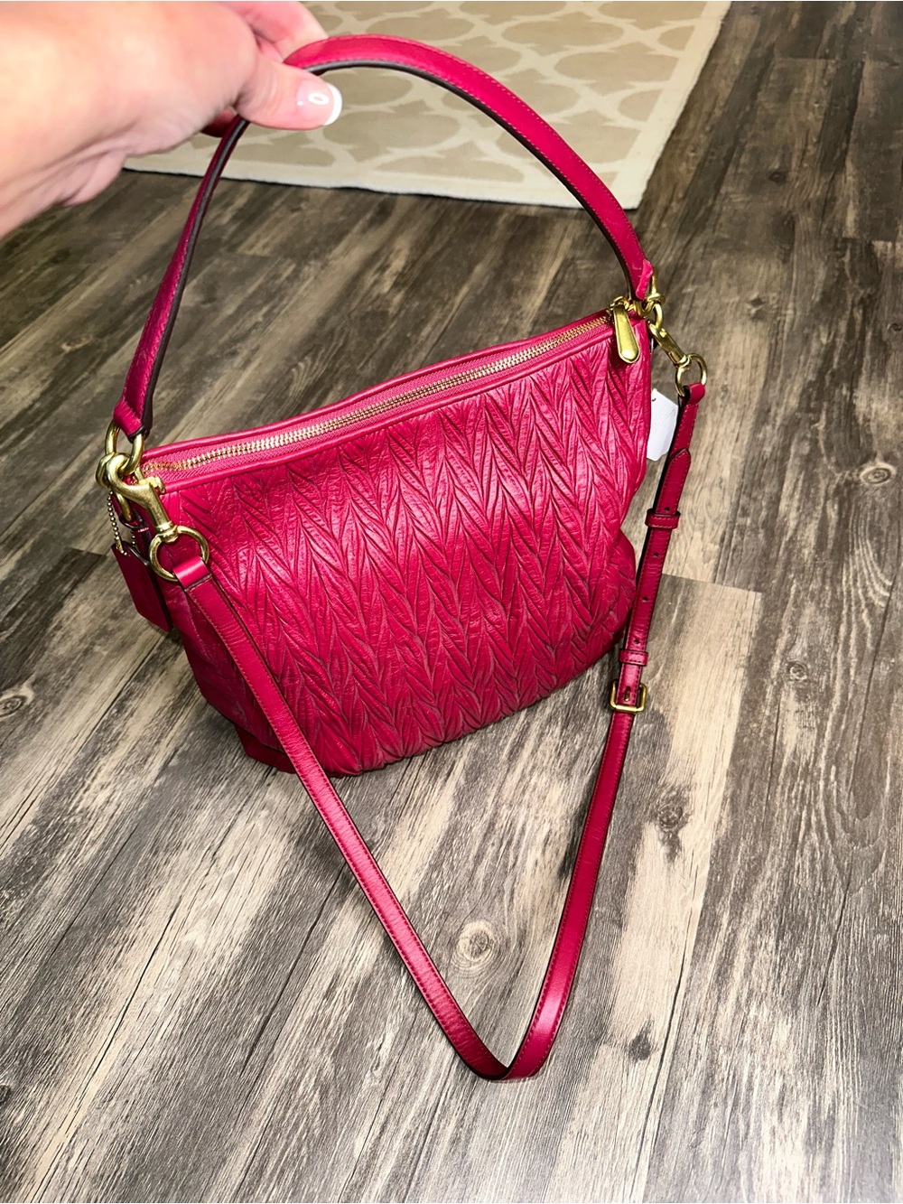 Coach Madison Gathered Leather Convertible Hobo Bag Berry Pink F29167 NWT